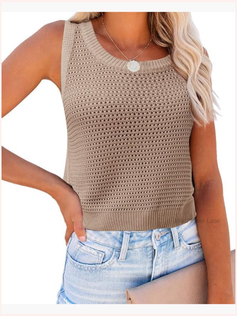 Crochet Knit Sweater Tank Top Sleeveless Crop Shirt